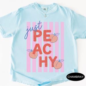 Just Peachy Shirt Comfort Colors Tee Summer Fruit Tshirt Food Pun T Shirt Retro Graphic Tee Peach Graphic Tee Summer T-Shirt 画像 2