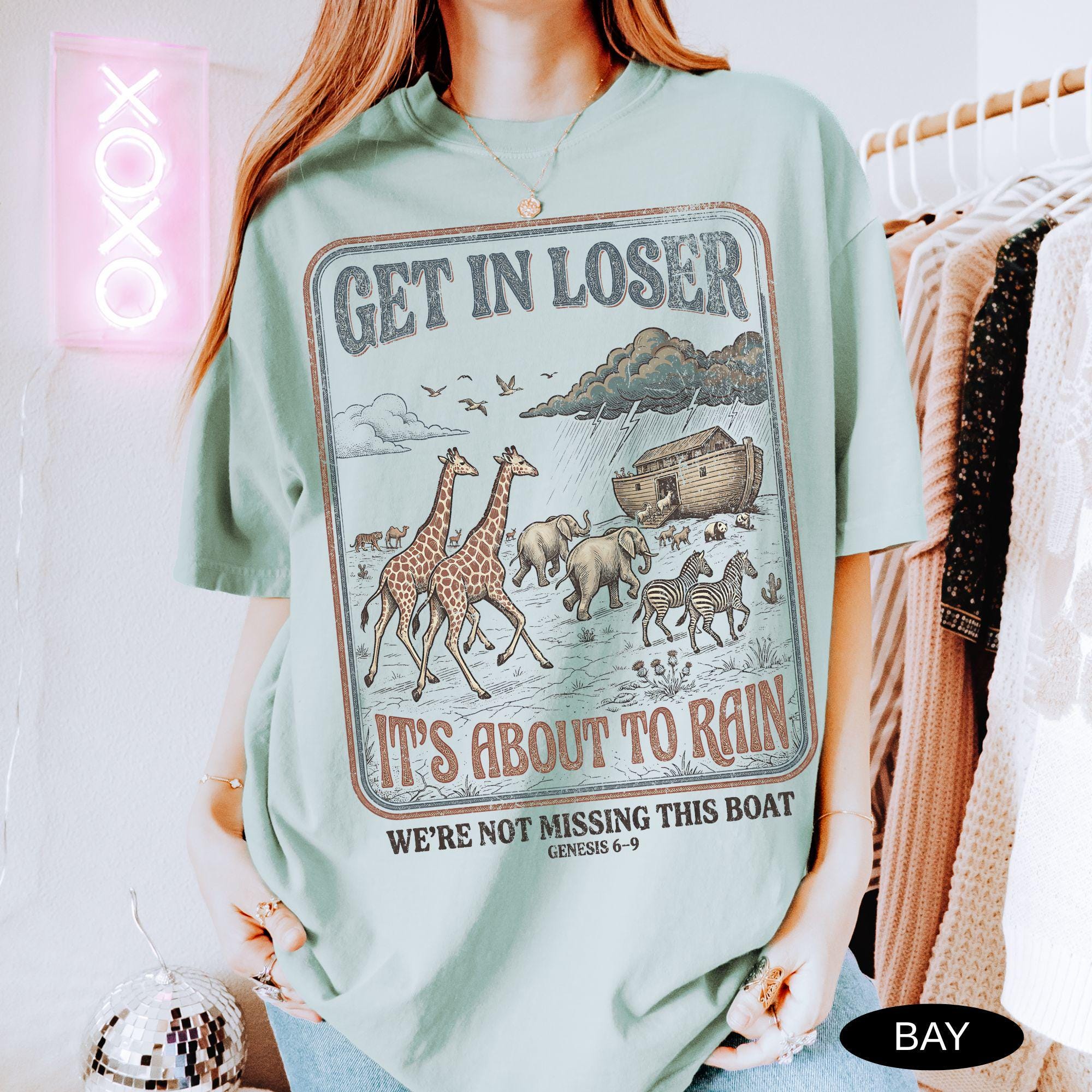 Funny Christian Shirt Comfort Colors Tshirt Get In Loser Tee for Women Jesus T Shirt Gift for Christians Retro Bible Verse T-Shirt