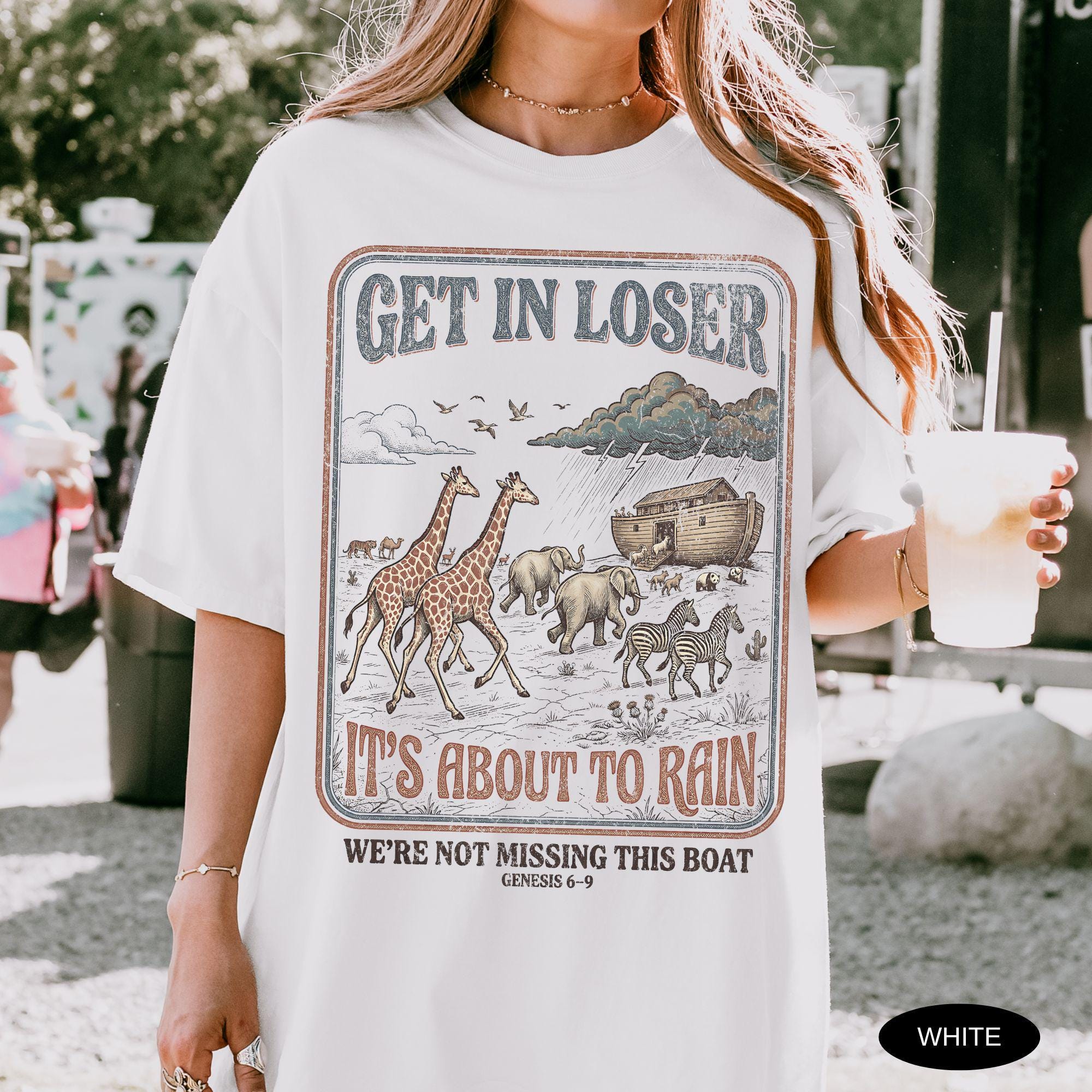 Funny Christian Shirt Comfort Colors Tshirt Get In Loser Tee for Women Jesus T Shirt Gift for Christians Retro Bible Verse T-Shirt