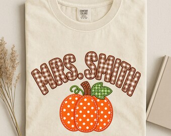 Copy of Personalized Fall Teacher Shirt Comfort Colors Tee Custom Name Pumpkin Shirts for Teachers