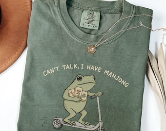 Mahjong Shirt Comfort Colors Tshirt Off to Frog Schooter Mahjong Tee Gift for MahJong Players Game Night Mahj T-Shirt Mahjong Lover