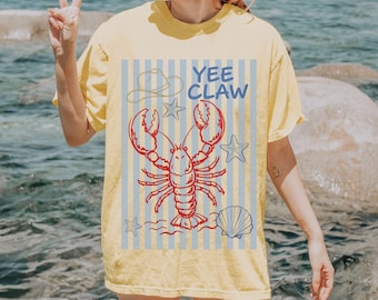 Lobster Cowboy Shirt Comfort Colors T-Shirt Coquette Trendy Yee Claw Tee Funny Lobster Shirt Western Beach Top Amalfi Coast Trip TShirt