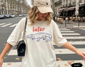 Camiseta Later Gator Comfort Colors Camiseta de playa Camiseta de verano costera con estampado gráfico Camiseta de vacaciones para mujeres y niñas Camisetas de moda