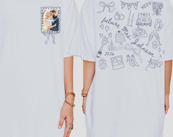 Custom Name Bride Shirt on Comfort Colors Tee Personalized Engagement Gift Future Mrs Shirt Newly Engaged Custom Photo Engagement Shirt