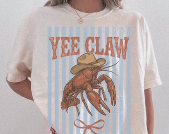 Comfort Colors® Lobster Cowboy Shirt Coquette Trendy Yee Claw Tee Funny Lobster Shirt Western Beach Top Amalfi Coast Trip TShirt