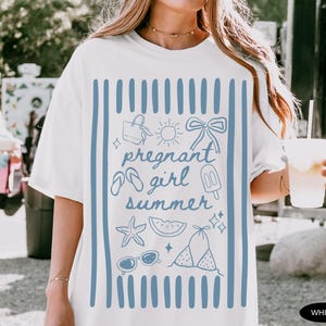 Pregnant Girl Summer Shirt Comfort Colors Tee Pregnancy Announcement TShirt Beach Pregnancy T Shirt Summer Shower Pregnancy Baby Reveal Tee image 3