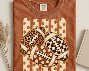 Striped Fall Football Shirt Comfort Colors Tee Leopard Print Football Season T-Shirt Sports Mom TShirt