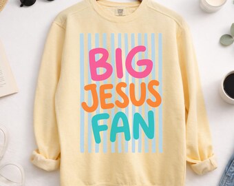 Comfort Colors Christian Sweatshirt Big Jesus Fan Crewneck Religious Mom Gifts Christian Apparel Gift for Women