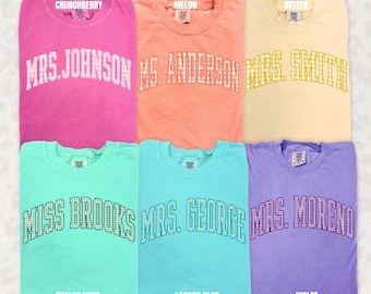 Personalized Teacher Shirt Comfort Colors Tee Custom Name Shirt for Teachers Back to School First Day of School TShirt