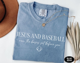 Camiseta de béisbol cristiana, colores cómodos, camiseta de temporada de béisbol, camiseta para el día del partido, camiseta para mamás beisboleras, camiseta de Jesús y béisbol.