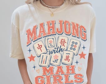 Mahjong Shirt Comfort Colors Tshirt Mahjong with Mah Girls Mah jong Tee Gift for MahJong Players Game Night Mahj T-Shirt Mahjong Lover