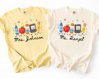 Personalized Teacher Shirt Comfort Colors Tee Custom Name Shirt for Teachers Back to School TShirt