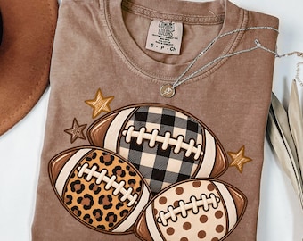 Fall Football Shirt Comfort Colors Tee Leopard Print Football Season T-Shirt Sports Mom TShirt