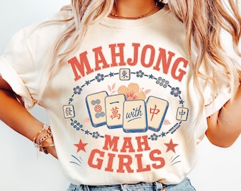 Mahjong Shirt Comfort Colors Tshirt Mahjong with Mah Girls Mah jong Tee Gift for MahJong Players Game Night Mahj T-Shirt Mahjong Lover