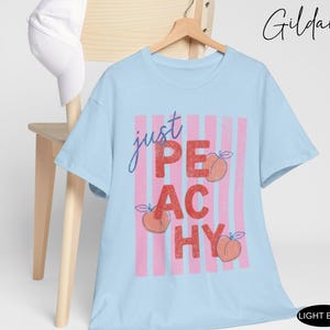 Just Peachy Shirt Comfort Colors Tee Summer Fruit Tshirt Food Pun T Shirt Retro Graphic Tee Peach Graphic Tee Summer T-Shirt 画像 14