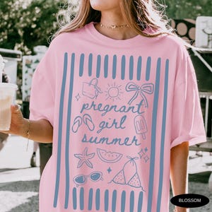 Pregnant Girl Summer Shirt Comfort Colors Tee Pregnancy Announcement TShirt Beach Pregnancy T Shirt Summer Shower Pregnancy Baby Reveal Tee image 5