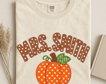 Personalized Fall Teacher Shirt Comfort Colors Tee Custom Pumpkin Shirts for Teachers