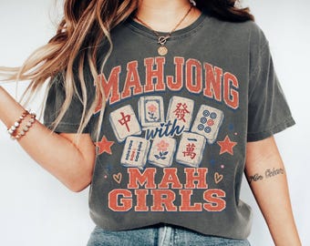 Mahjong Shirt Comfort Colors Tshirt Mahjong with Mah Girls Mah jong Tee Gift for MahJong Players Game Night Mahj T-Shirt Mahjong Lover