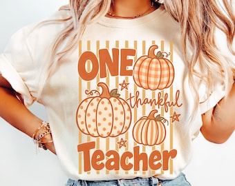 Thankful Teacher Shirt Fall Teacher Shirts Comfort Colors Tee Pumpkin TShirts for Teachers