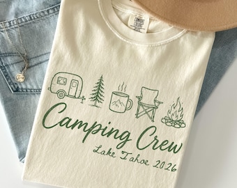 Custom Camping Crew 2026 Shirt Comfort Colors Tshirt Matching Family Camping Tees Family Trip Campfire Personalized Camp Lover Gift