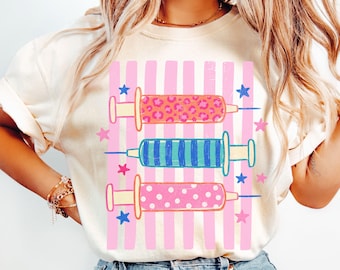 Camiseta de enfermera a rayas estilo preppy, colores cómodos, regalo para enfermeras y personal médico