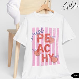 Just Peachy Shirt Comfort Colors Tee Summer Fruit Tshirt Food Pun T Shirt Retro Graphic Tee Peach Graphic Tee Summer T-Shirt 画像 12
