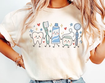 Cute Dental Shirt Comfort Colors Tee Dental Hygienist T-Shirt Dentist Office Staff Team Gift