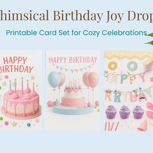 Gouttes de joie d'anniversaire fantaisistes – Jeu de cartes imprimables pour des célébrations chaleureuses