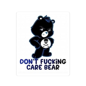Don&#39;t Care Bear-Kiss-Cut Retro Cartoon Themed Stickers