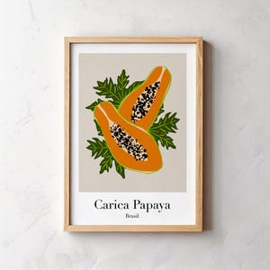 Papaya Art Print – Carica Papaya | Tropical Fruit Digital Download