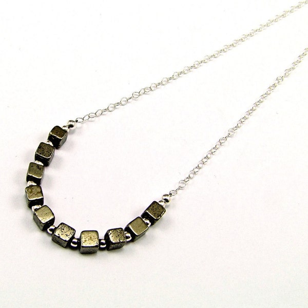 Pyrite & Sterling Silver Micro Necklace - N700