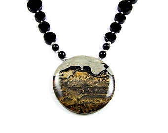 Chinese Painting Jasper Necklace - N979