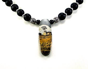 Chinese Painting Jasper Necklace - N976