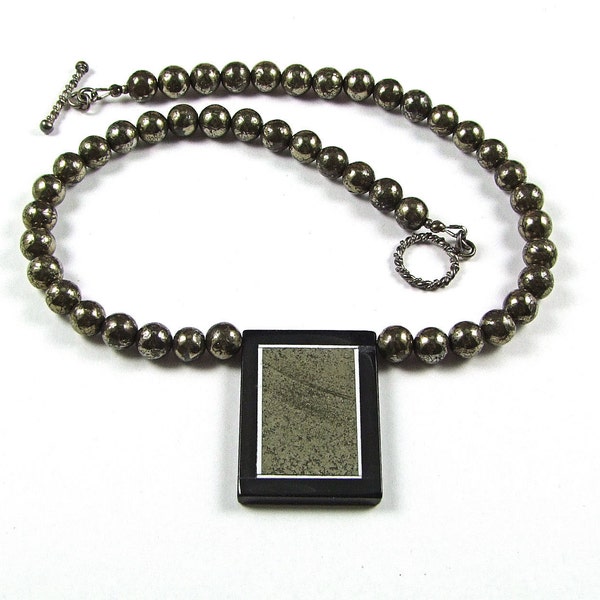 Golden Pyrite Intarsia Necklace - N64