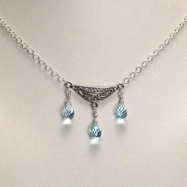 Blue Topaz Sterling Silver Necklace - N522