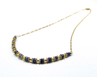 Natural Blue Sapphire & Vermeil Necklace - N562