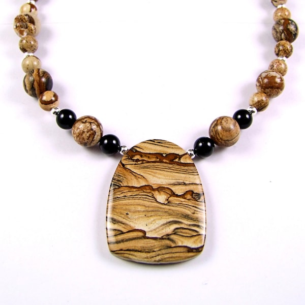 Superb African Queen Picture Jasper Necklace - N982