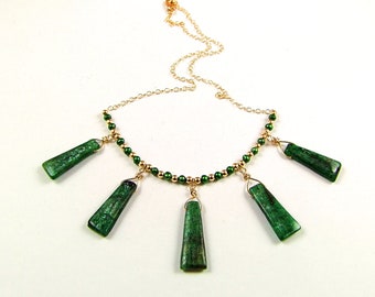 Superb Green Kyanite Gold Necklace - N464A