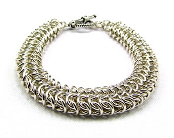 Solid Sterling Silver Chainmaille Bracelet - BM45