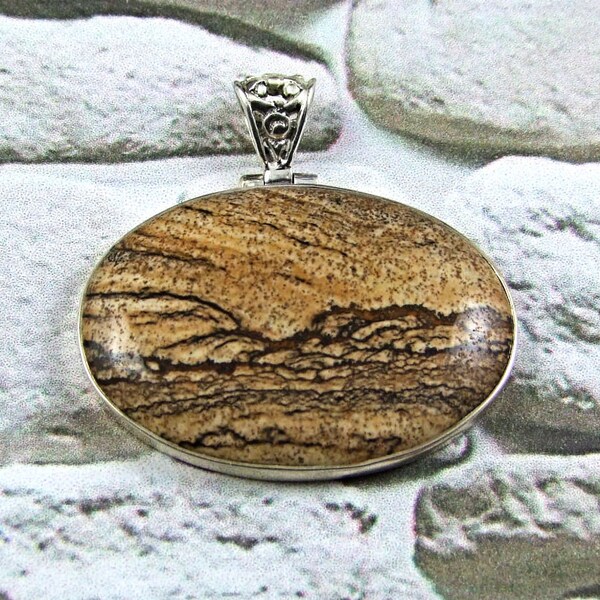 Picture Jasper Sterling Silver Necklace - N911