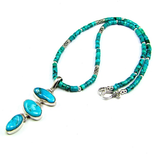 Kingman Turquoise & Sterling Silver Necklace - N735