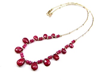 Genuine Ruby 14k Gold Filled  Necklace - N972B