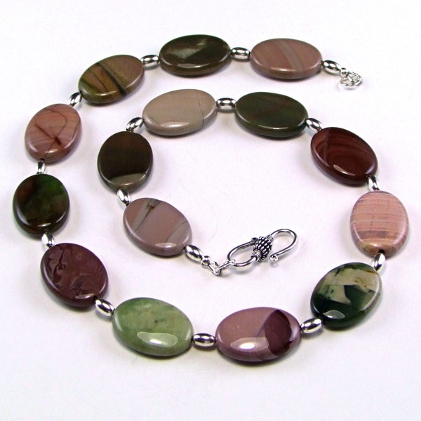 Imperial Jasper & Sterling Silver Necklace - N341