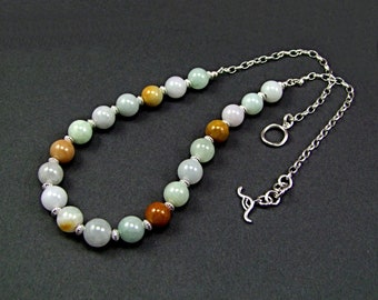 Burma Jadeite Sterling Silver Necklace - N945