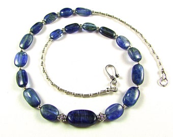 Superb Royal Blue Kyanite Sterling Silver Necklace - N523