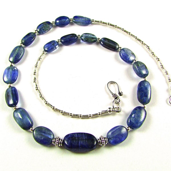 Superb Royal Blue Kyanite Sterling Silver Necklace - N523