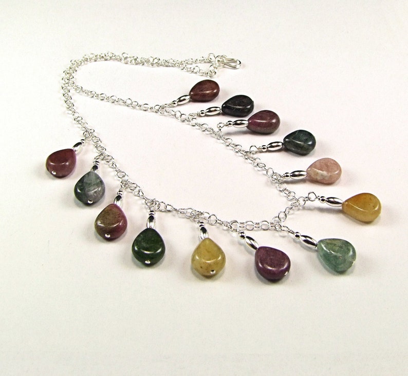 Stunning Tourmaline Teardrop Sterling Silver Necklace N477 Etsy