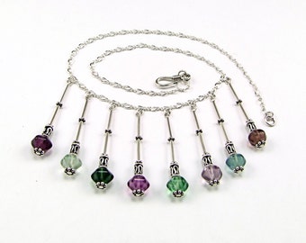 Stunning OOAK Fluorite & Sterling Silver Necklace - N465A