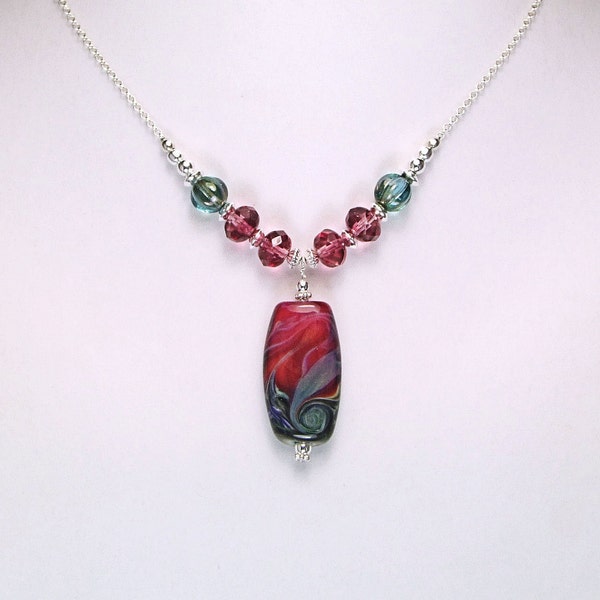 Reserved - Stunning OOAK Handmade Boro Glass Bead Necklace - N494