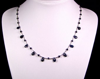 Natural Sapphire and Sterling Silver Necklace - N176